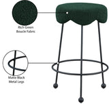 Fleur Boucle Fabric / Iron / Foam Contemporary Green Fabric Counter Stool - 17.5" W x 17.5" D x 26" H