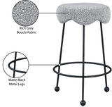 Fleur Boucle Fabric / Iron / Foam Contemporary Grey Fabric Counter Stool - 17.5" W x 17.5" D x 26" H