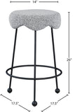 Fleur Boucle Fabric / Iron / Foam Contemporary Grey Fabric Counter Stool - 17.5" W x 17.5" D x 26" H