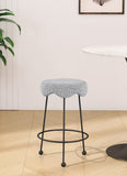 Fleur Boucle Fabric / Iron / Foam Contemporary Grey Fabric Counter Stool - 17.5" W x 17.5" D x 26" H