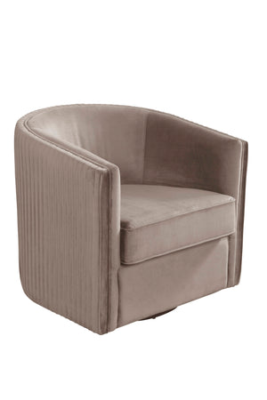 Alpine Furniture Maison Swivel Chair 9002 Light Grey Velour Fabric with Acacia Wood Frame 30 x 29.5 x 29.5