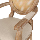 Noble House Judith French Country Wood and Cane Upholstered Dining Chair (Set of 2), Beige and Natural