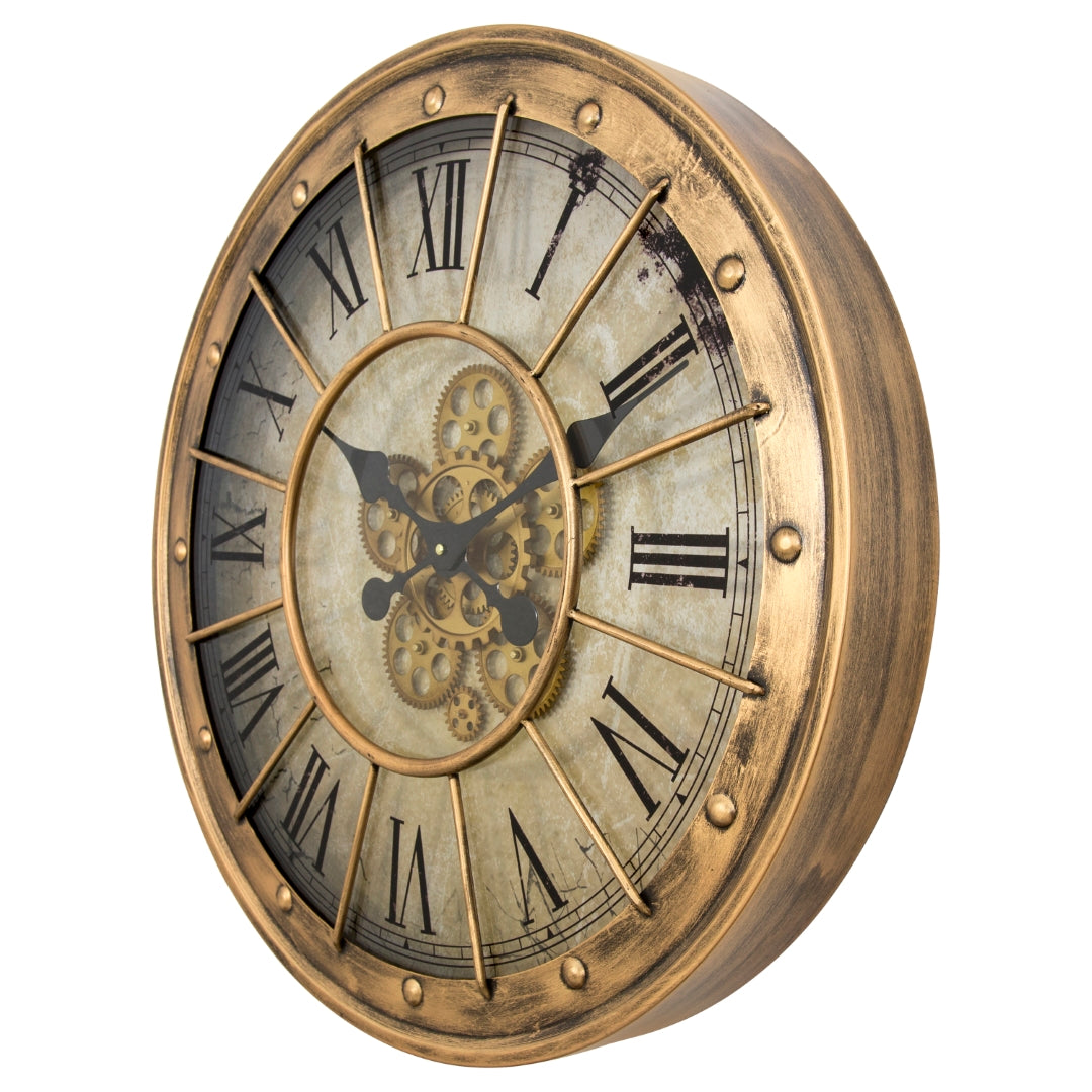 Yosemite Home Decor Gilded Round Gear Clock - Thumbnail 2