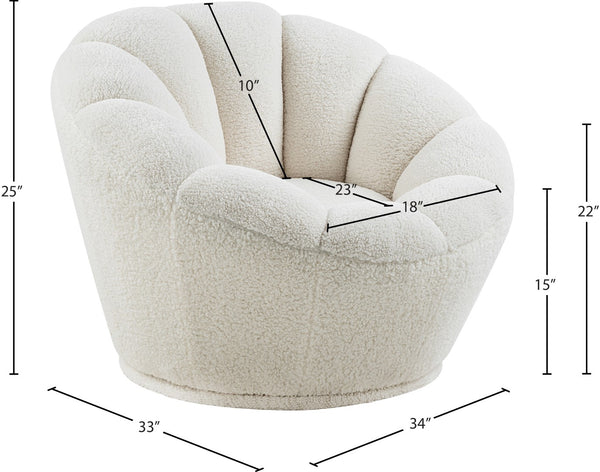 Dream Faux Sheepskin Fur / Engineered Wood / Foam Contemporary White Faux Sheepskin Fur Accent Chair - 34" W x 32.5" D x 25" H