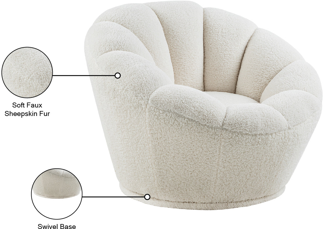 Dream Faux Sheepskin Fur Swivel Accent Chair - Thumbnail 5