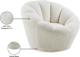 Dream Faux Sheepskin Fur / Engineered Wood / Foam Contemporary White Faux Sheepskin Fur Accent Chair - 34" W x 32.5" D x 25" H