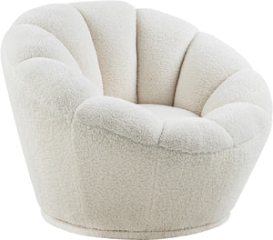 Dream Faux Sheepskin Fur / Engineered Wood / Foam Contemporary White Faux Sheepskin Fur Accent Chair - 34" W x 32.5" D x 25" H