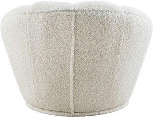 Dream Faux Sheepskin Fur / Engineered Wood / Foam Contemporary White Faux Sheepskin Fur Accent Chair - 34" W x 32.5" D x 25" H