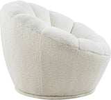 Dream Faux Sheepskin Fur / Engineered Wood / Foam Contemporary White Faux Sheepskin Fur Accent Chair - 34" W x 32.5" D x 25" H