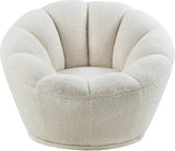 Dream Faux Sheepskin Fur / Engineered Wood / Foam Contemporary White Faux Sheepskin Fur Accent Chair - 34" W x 32.5" D x 25" H