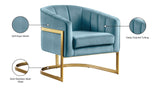 Carter Velvet / Engineered Wood / Stainless Steel / Foam Contemporary Aqua Velvet Accent Chair - 30" W x 29" D x 30" H