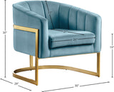 Carter Velvet / Engineered Wood / Stainless Steel / Foam Contemporary Aqua Velvet Accent Chair - 30" W x 29" D x 30" H