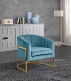 Carter Velvet / Engineered Wood / Stainless Steel / Foam Contemporary Aqua Velvet Accent Chair - 30" W x 29" D x 30" H