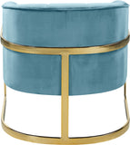 Carter Velvet / Engineered Wood / Stainless Steel / Foam Contemporary Aqua Velvet Accent Chair - 30" W x 29" D x 30" H