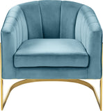 Carter Velvet / Engineered Wood / Stainless Steel / Foam Contemporary Aqua Velvet Accent Chair - 30" W x 29" D x 30" H