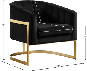 Carter Velvet / Engineered Wood / Stainless Steel / Foam Contemporary Black Velvet Accent Chair - 30" W x 29" D x 30" H