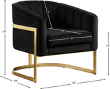 Carter Velvet / Engineered Wood / Stainless Steel / Foam Contemporary Black Velvet Accent Chair - 30" W x 29" D x 30" H