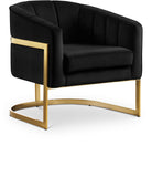 Carter Velvet / Engineered Wood / Stainless Steel / Foam Contemporary Black Velvet Accent Chair - 30" W x 29" D x 30" H