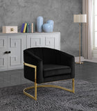 Carter Velvet / Engineered Wood / Stainless Steel / Foam Contemporary Black Velvet Accent Chair - 30" W x 29" D x 30" H