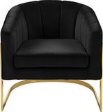 Carter Velvet / Engineered Wood / Stainless Steel / Foam Contemporary Black Velvet Accent Chair - 30" W x 29" D x 30" H