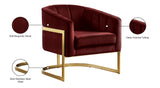 Carter Velvet / Engineered Wood / Stainless Steel / Foam Contemporary Burgundy Velvet Accent Chair - 30" W x 29" D x 30" H