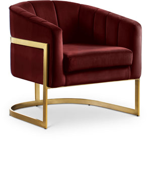 Carter Velvet / Engineered Wood / Stainless Steel / Foam Contemporary Burgundy Velvet Accent Chair - 30" W x 29" D x 30" H