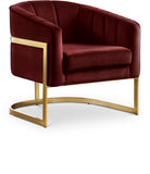 Carter Velvet / Engineered Wood / Stainless Steel / Foam Contemporary Burgundy Velvet Accent Chair - 30" W x 29" D x 30" H