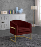 Carter Velvet / Engineered Wood / Stainless Steel / Foam Contemporary Burgundy Velvet Accent Chair - 30" W x 29" D x 30" H