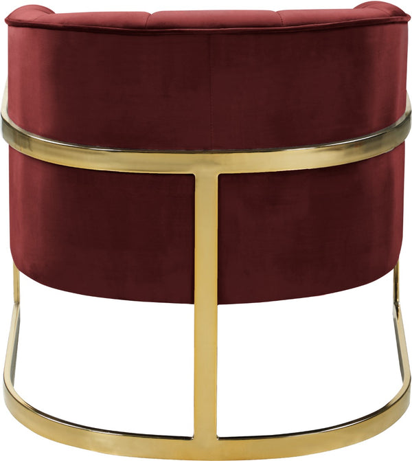 Carter Velvet / Engineered Wood / Stainless Steel / Foam Contemporary Burgundy Velvet Accent Chair - 30" W x 29" D x 30" H
