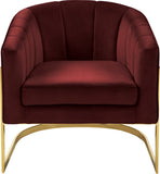 Carter Velvet / Engineered Wood / Stainless Steel / Foam Contemporary Burgundy Velvet Accent Chair - 30" W x 29" D x 30" H