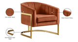 Carter Velvet / Engineered Wood / Stainless Steel / Foam Contemporary Cognac Velvet Accent Chair - 30" W x 29" D x 30" H