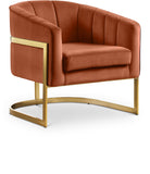 Carter Velvet / Engineered Wood / Stainless Steel / Foam Contemporary Cognac Velvet Accent Chair - 30" W x 29" D x 30" H