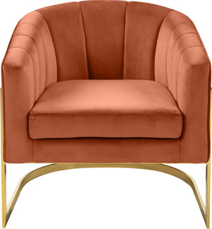 Carter Velvet / Engineered Wood / Stainless Steel / Foam Contemporary Cognac Velvet Accent Chair - 30" W x 29" D x 30" H