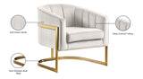 Carter Velvet / Engineered Wood / Stainless Steel / Foam Contemporary Cream Velvet Accent Chair - 30" W x 29" D x 30" H