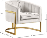 Carter Velvet / Engineered Wood / Stainless Steel / Foam Contemporary Cream Velvet Accent Chair - 30" W x 29" D x 30" H