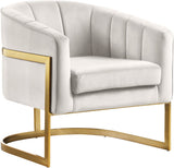 Carter Velvet / Engineered Wood / Stainless Steel / Foam Contemporary Cream Velvet Accent Chair - 30" W x 29" D x 30" H