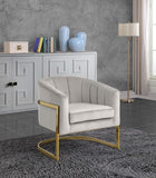 Carter Velvet / Engineered Wood / Stainless Steel / Foam Contemporary Cream Velvet Accent Chair - 30" W x 29" D x 30" H