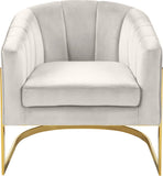 Carter Velvet / Engineered Wood / Stainless Steel / Foam Contemporary Cream Velvet Accent Chair - 30" W x 29" D x 30" H