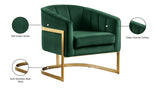 Carter Velvet / Engineered Wood / Stainless Steel / Foam Contemporary Green Velvet Accent Chair - 30" W x 29" D x 30" H