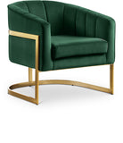 Carter Velvet / Engineered Wood / Stainless Steel / Foam Contemporary Green Velvet Accent Chair - 30" W x 29" D x 30" H