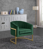 Carter Velvet / Engineered Wood / Stainless Steel / Foam Contemporary Green Velvet Accent Chair - 30" W x 29" D x 30" H