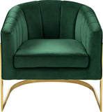 Carter Velvet / Engineered Wood / Stainless Steel / Foam Contemporary Green Velvet Accent Chair - 30" W x 29" D x 30" H