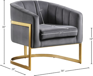 Carter Velvet / Engineered Wood / Stainless Steel / Foam Contemporary Grey Velvet Accent Chair - 30" W x 29" D x 30" H