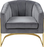 Carter Velvet / Engineered Wood / Stainless Steel / Foam Contemporary Grey Velvet Accent Chair - 30" W x 29" D x 30" H