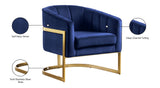 Carter Velvet / Engineered Wood / Stainless Steel / Foam Contemporary Navy Velvet Accent Chair - 30" W x 29" D x 30" H