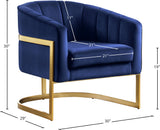 Carter Velvet / Engineered Wood / Stainless Steel / Foam Contemporary Navy Velvet Accent Chair - 30" W x 29" D x 30" H