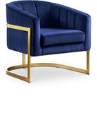 Carter Velvet / Engineered Wood / Stainless Steel / Foam Contemporary Navy Velvet Accent Chair - 30" W x 29" D x 30" H