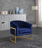 Carter Velvet / Engineered Wood / Stainless Steel / Foam Contemporary Navy Velvet Accent Chair - 30" W x 29" D x 30" H