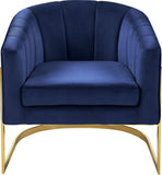 Carter Velvet / Engineered Wood / Stainless Steel / Foam Contemporary Navy Velvet Accent Chair - 30" W x 29" D x 30" H