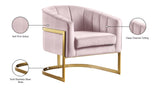 Carter Velvet / Engineered Wood / Stainless Steel / Foam Contemporary Pink Velvet Accent Chair - 30" W x 29" D x 30" H